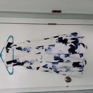 Lulu's white and blue flared mini dress